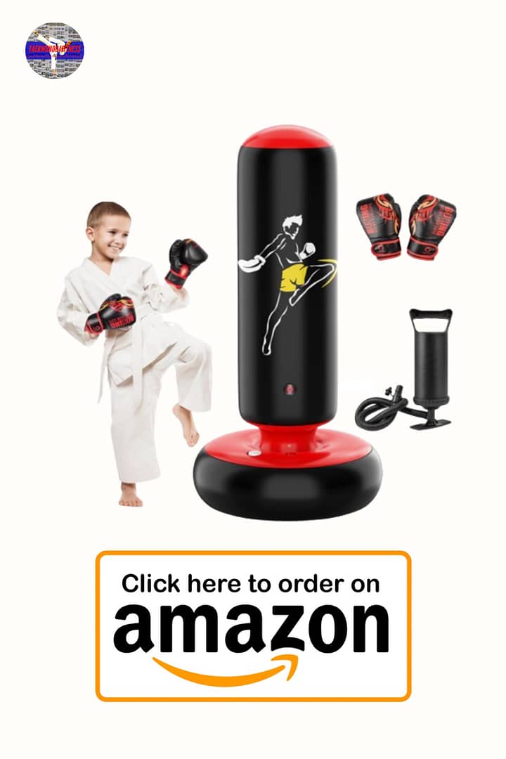 QPAU Larger Stable Punching Bag for Kids, with Gloves, Tall 66 Inch Inflatable Boxing Bag, Christmas, Birthday Gifts for Boys & Girls Age 5-12, Kids Boxing Training Set