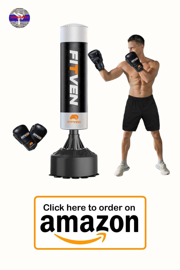 FITVEN Freestanding Punching Bag 70''-205lbs with Boxing Gloves Heavy Punching Bag with Suction Cup Base for Adults - Men Stand Kickboxing Bag Boxing Bag for Home Office