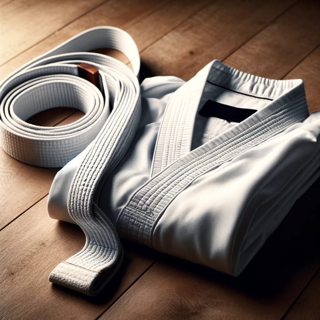 Serene image of a neatly folded Taekwondo uniform and belt, symbolizing the respect, discipline, and enduring traditions of Taekwondo, reflecting the martial art's deep-rooted values and commitment to excellence.