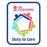 Image of the UK Coaching - Duty to Care Badge, symbolizing a coach’s commitment to ensuring the welfare, safety, and well-being of all participants, upholding the highest standards of responsible coaching.